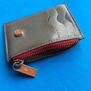 Nora Lazzo Gray Leather Credit Card Zip Wallet
